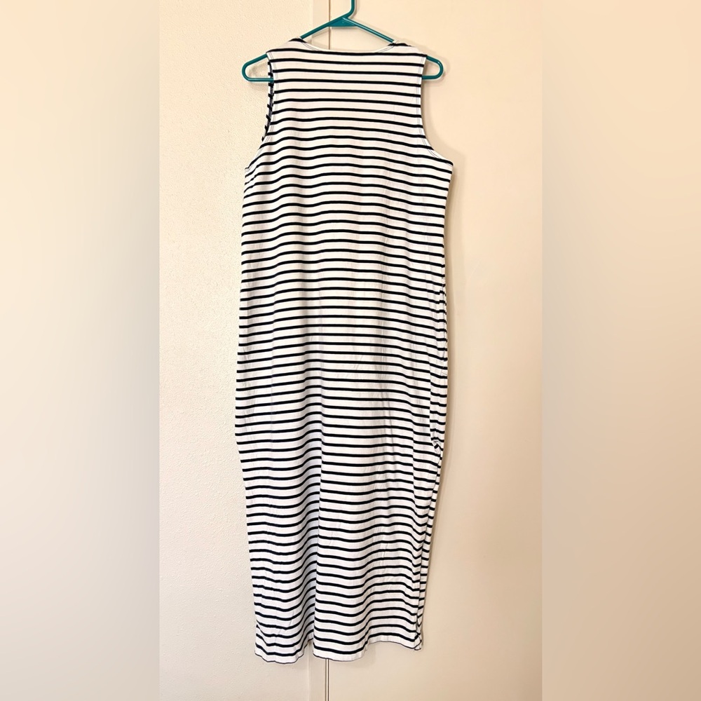 Lands' End Sailor Striped Long Dress Size L 14-16 W/ Pockets & SideSlits - Picture 5 of 8